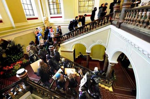 STUDENTS STAGE SIT-IN AT BRIMINGHAM COUNCIL HOUSE